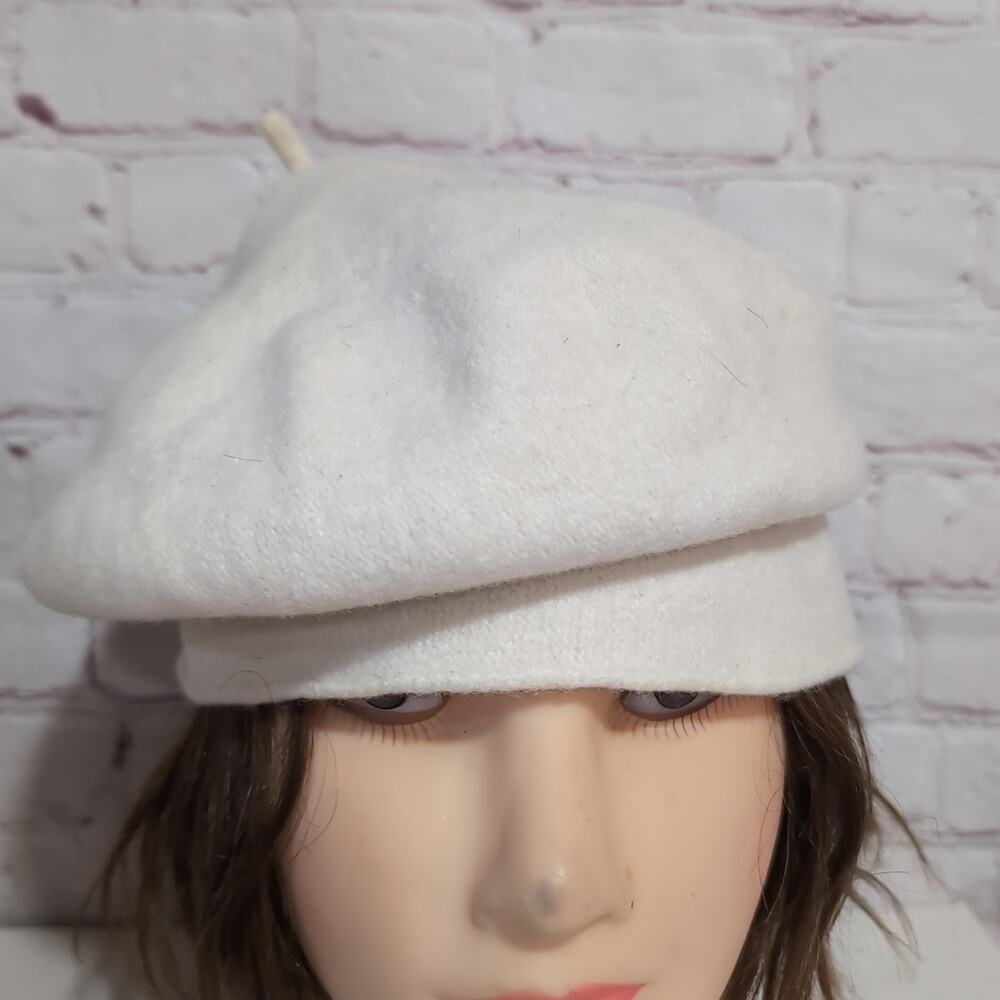 Kopka Wool Roll Up Beret Hat Cream Women's Felted One Size Fits All